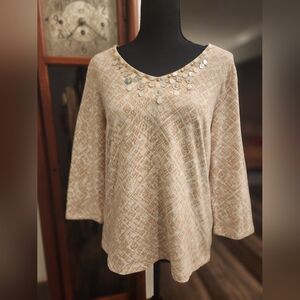 Ruby Rd knit embellished top, size large